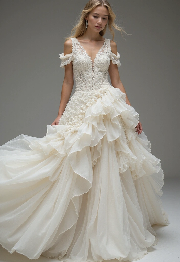 15 Stunning Bridal Fashion Trends for 2024 (Prepare to Be Amazed by #9!) - 5. Romantic Ruffles