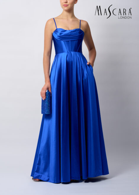 Royal Blue Pleated A-Line Dress